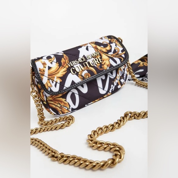 Versace Jeans Collection Black and Gold Crossbody Bag with Elegant Chain NWT - Picture 1 of 10